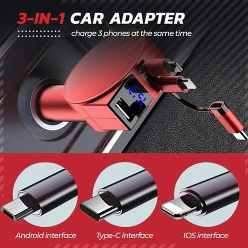 Avelena | 3-in-1 Schnellladung Auto Ladegerät