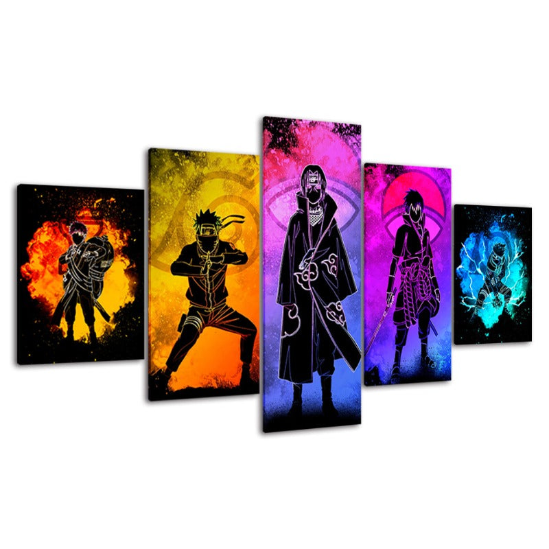 Avelena | 5 Stück Naruto Anime - Leinwand Wandkunst Gemälde