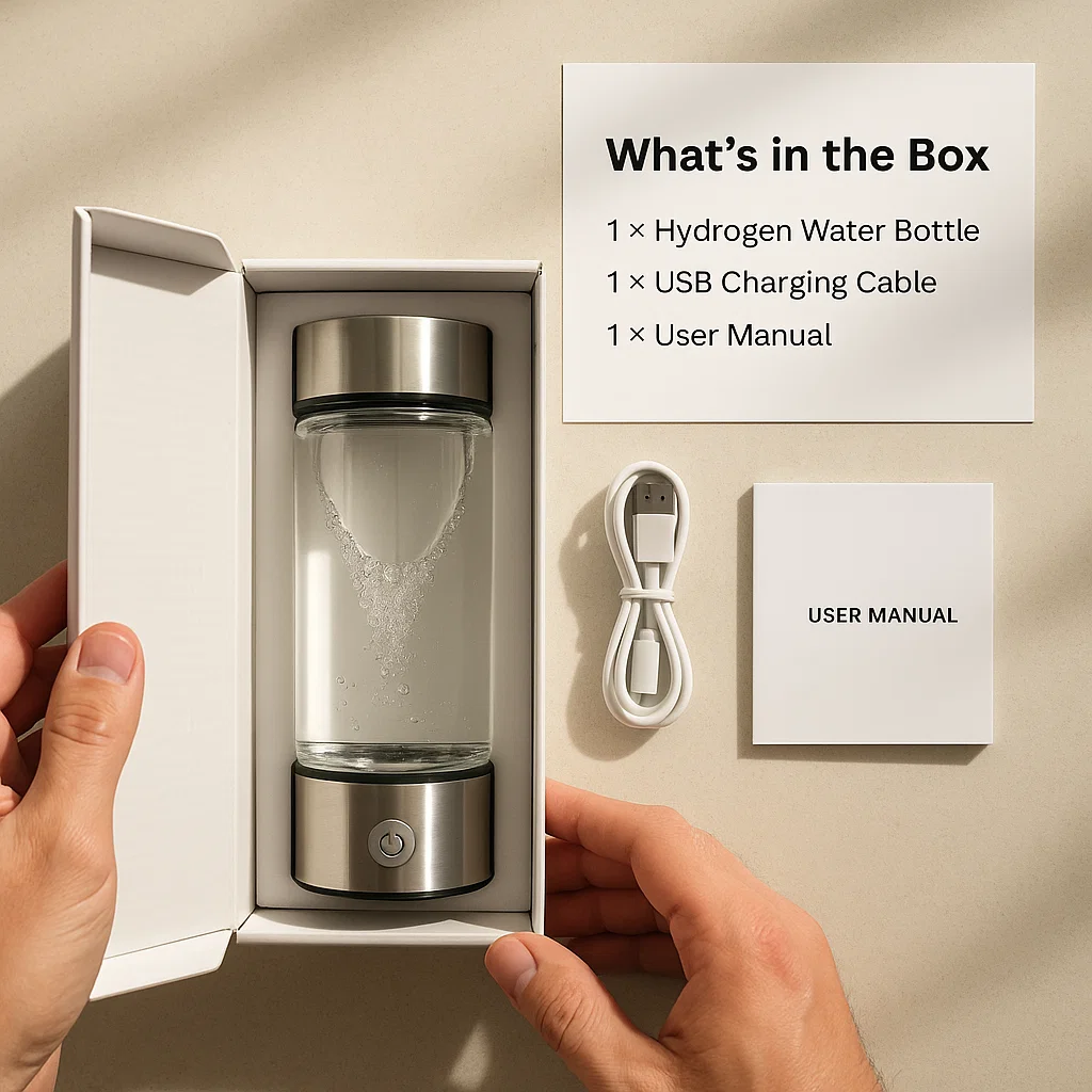 Avelena | Wasserflasche mit Wasserstoff | USB wiederaufladbar, entzündungshemmend & perfekt für tägliche Hydratation und Wellness