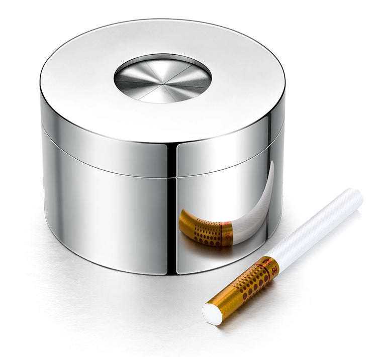 Avelena | Tragbarer Desktop Edelstahl Winddichter Aschenbecher mit Rotierendem Deckel, Vollständig Geschlossen und Geruchsneutralem Design, für den Hausgebrauch & Dekoration