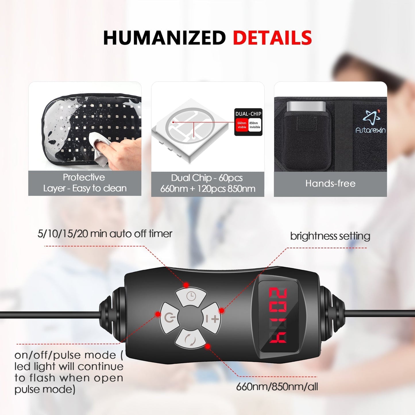 Avelena | Zu Hause Infrarot-Rotlichttherapie-Gürtel-Pad zur Schmerzlinderung mit 60 LED