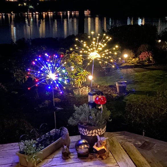 Avelena | 4 Stück Solar Feuerwerk Gartenlampen - Wetterfeste LED Dekorationsbeleuchtung, Solarenergie für Garten und Patio
