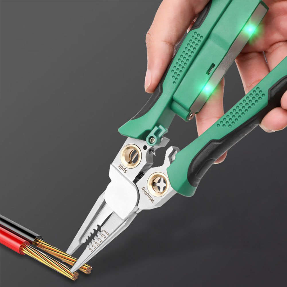 Avelena | 8 in 1 Drahtabzieher Twister zum Schneiden und Ziehen von Drähten, Kabelschneider, Spannungsprüferzange, 12V bis 250V unter Spannung