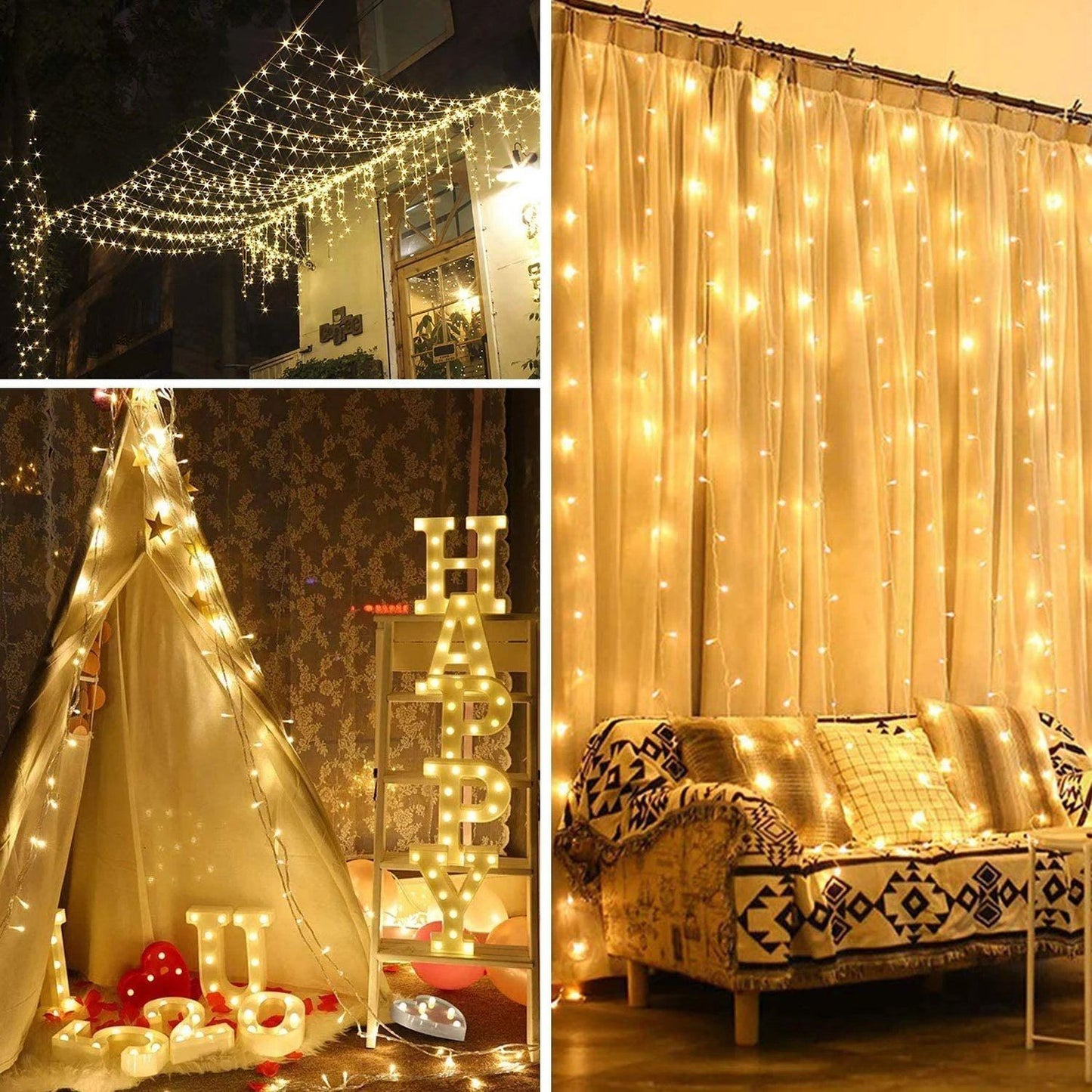 Avelena | 600 LED 9.8 x 19.6 FT. LED Vorhanglichter mit 8 Lichtmodi und Speicherfunktion