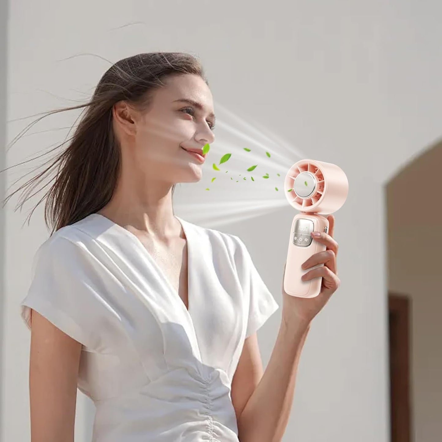 Avelena | Tragbarer faltbarer Handventilator mit LED-Anzeige 100 Geschwindigkeiten