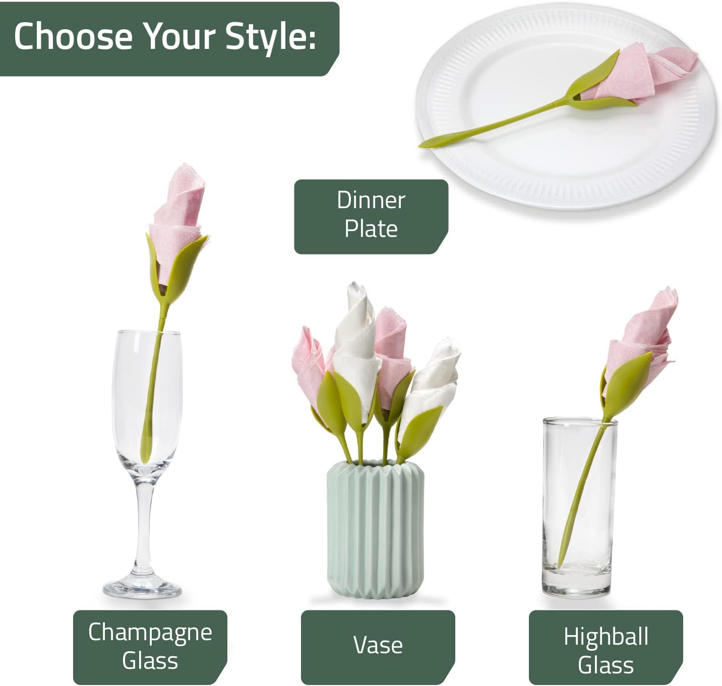 Avelena | Servietten Blumenformer Set | 2 Stück | Kreative Tischdeko für Hochzeit, Sommer & Feste