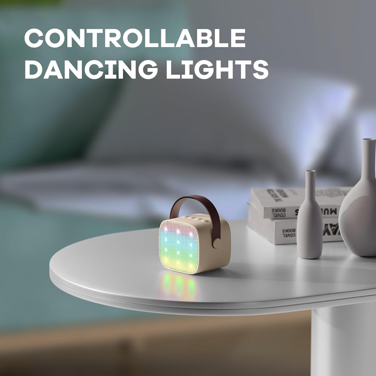 Avelena | Tragbare Mini Karaoke Maschine mit Bluetooth Lautsprecher & 2 Wireless Mikros – Veylo