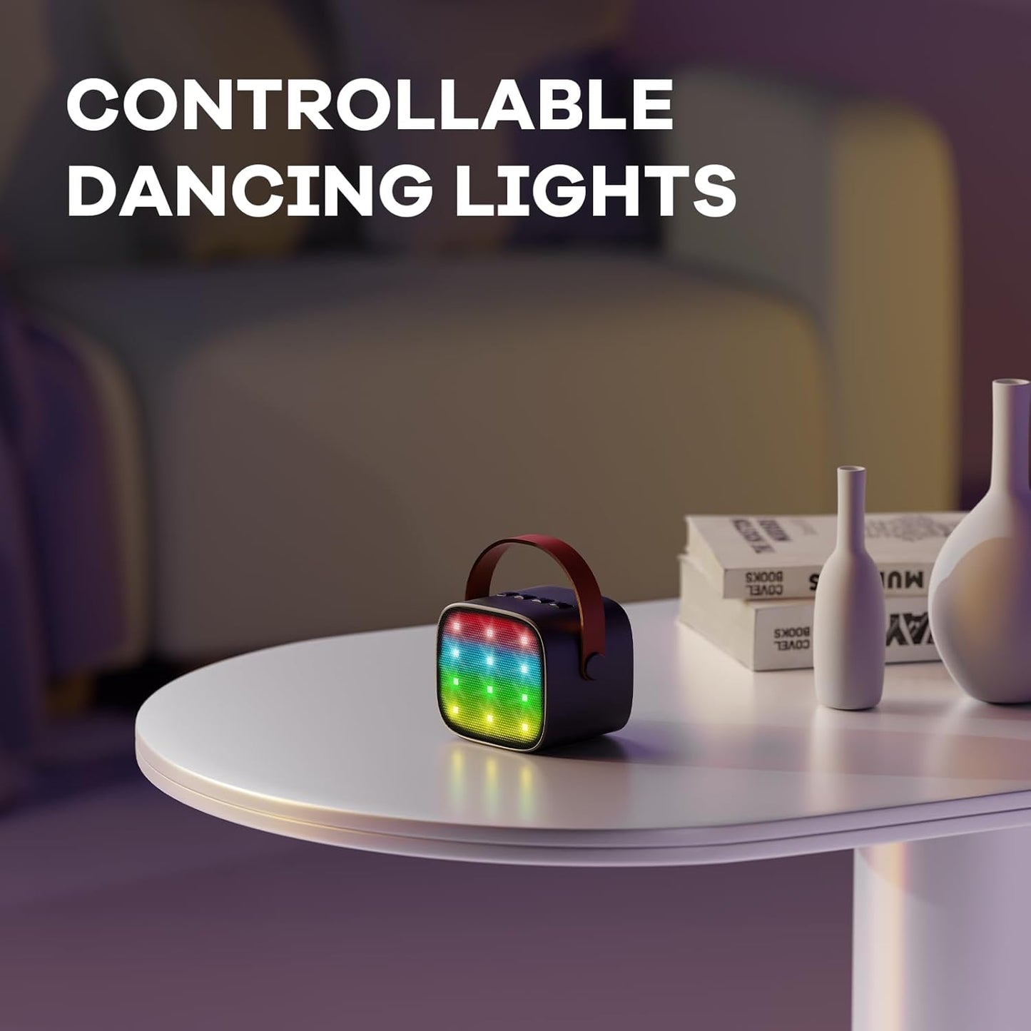 Avelena | Tragbare Mini Karaoke Maschine mit Bluetooth Lautsprecher & 2 Wireless Mikros – Veylo