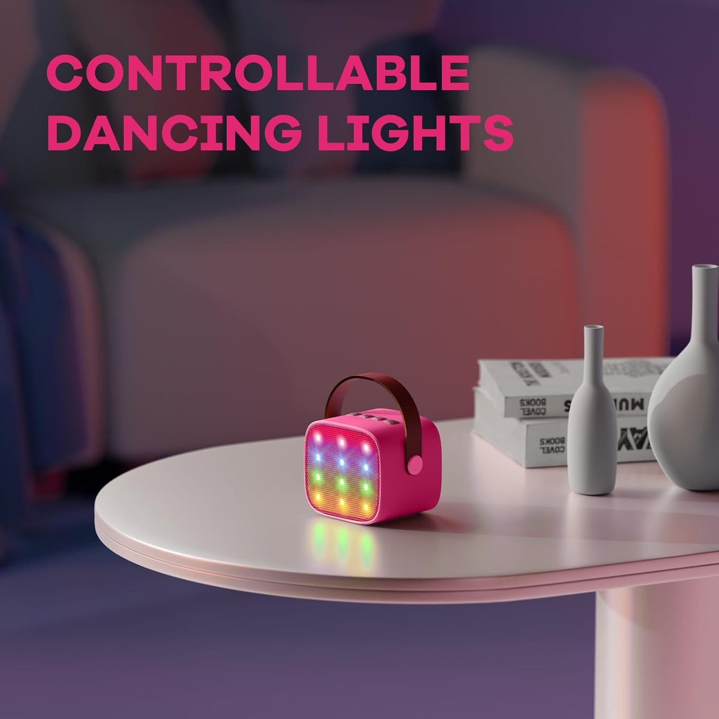 Avelena | Tragbare Mini Karaoke Maschine mit Bluetooth Lautsprecher & 2 Wireless Mikros – Veylo