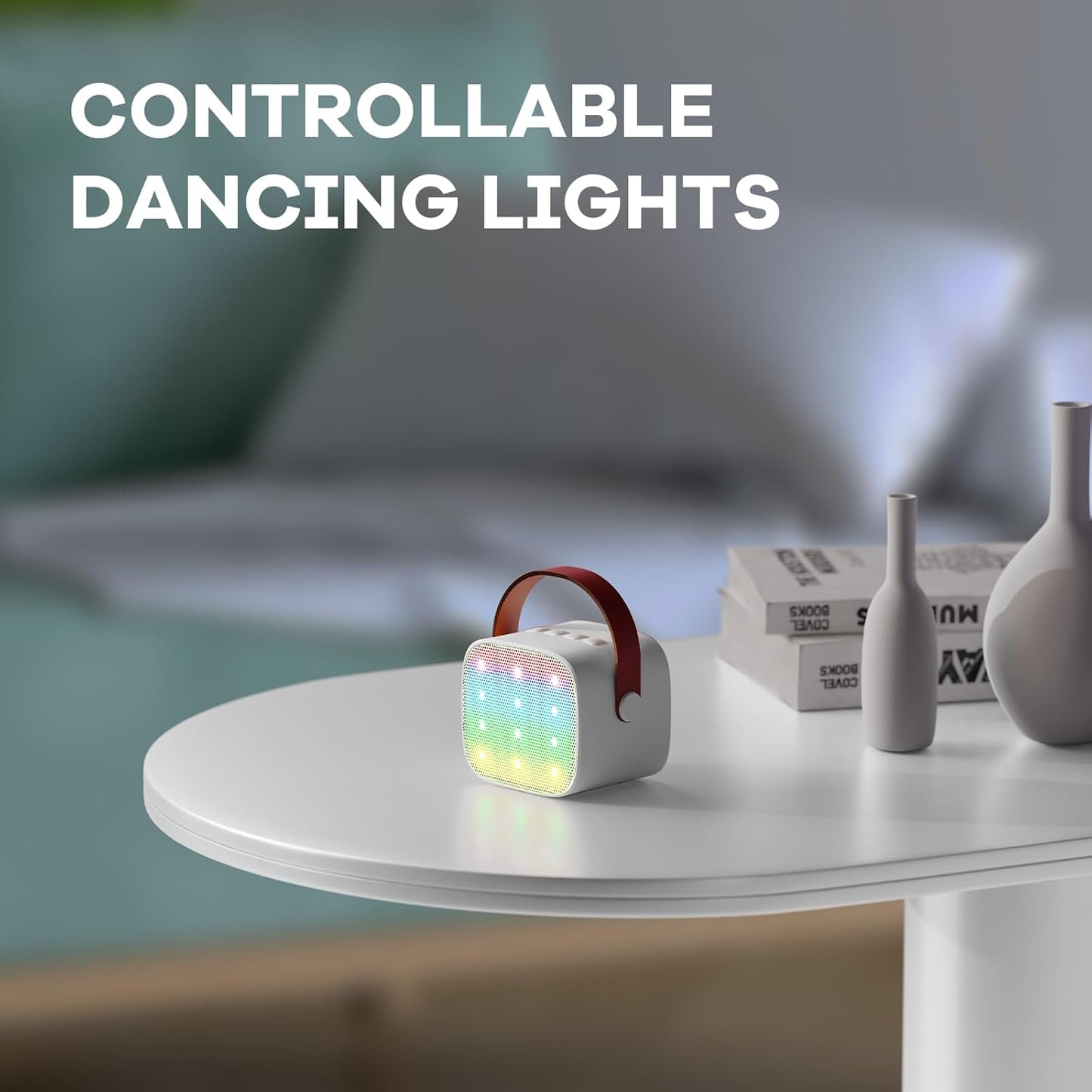 Avelena | Tragbare Mini Karaoke Maschine mit Bluetooth Lautsprecher & 2 Wireless Mikros – Veylo