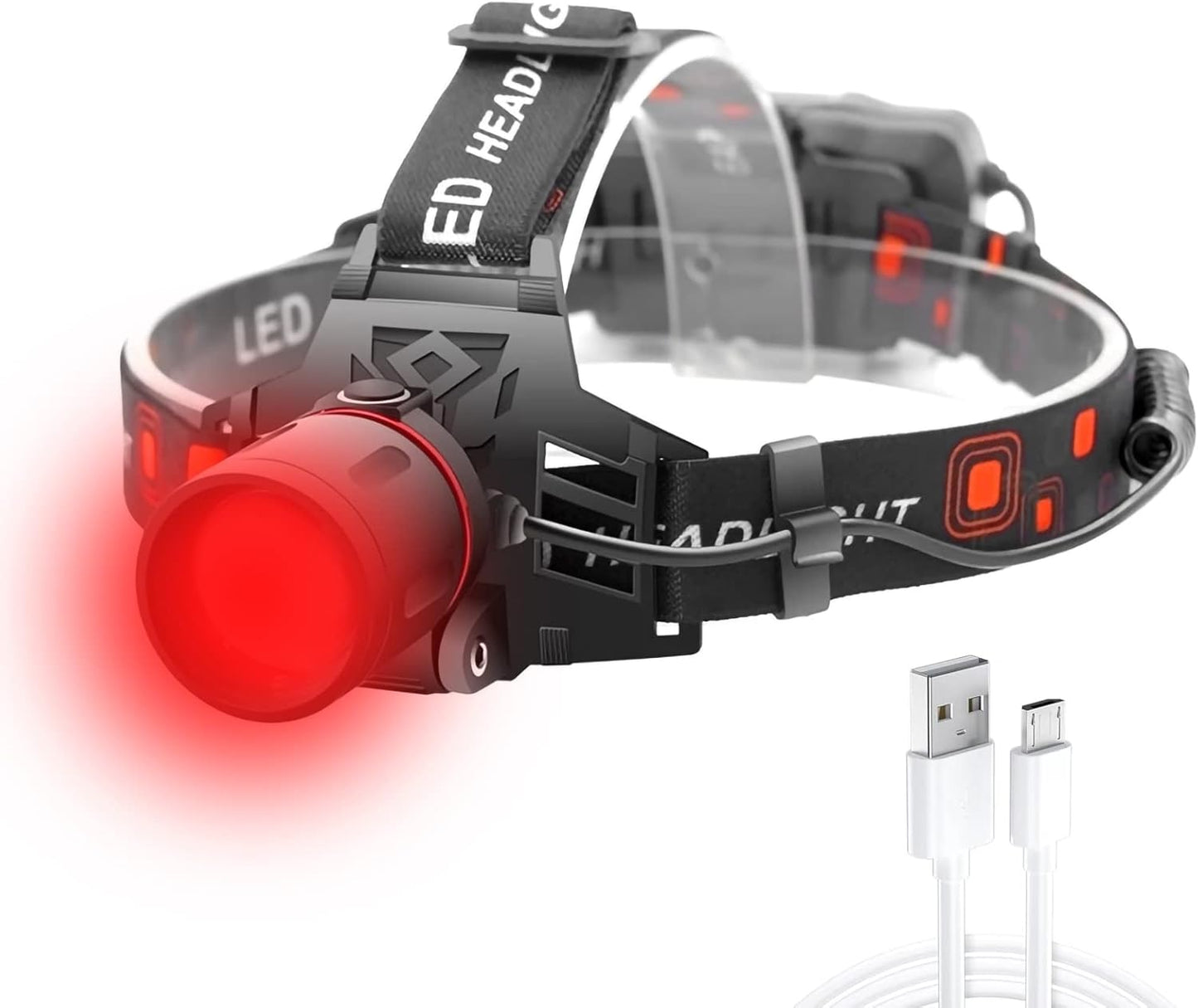 Avelena | Wiederaufladbare LED Stirnlampe mit Weiß-, Rot- und Grünlicht – Leistungsstarke Kopflampe mit USB und Akku