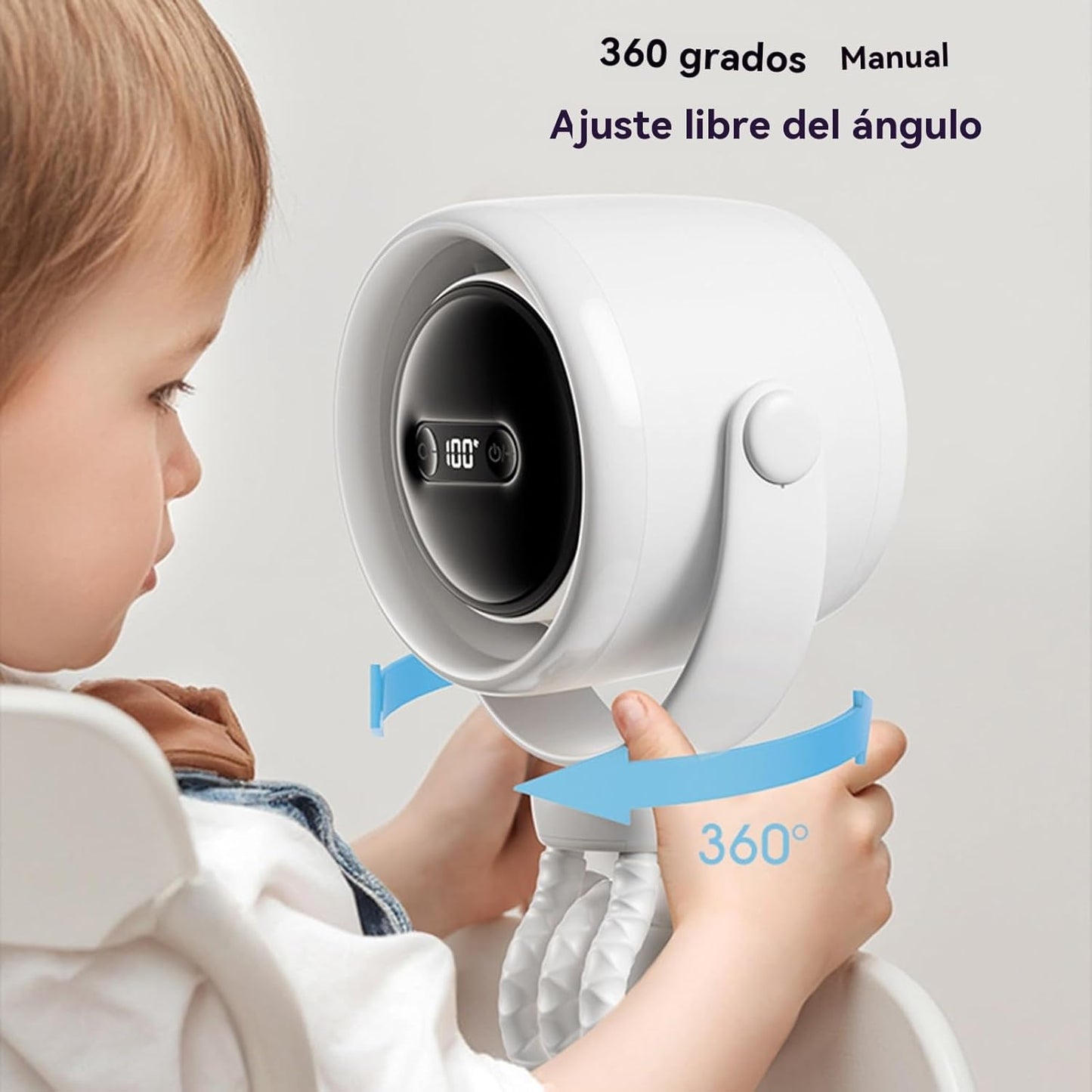 Avelena | Wiederaufladbarer Clip-On Kinderwagen Ventilator mit Nachtlicht 100 Geschwindigkeiten