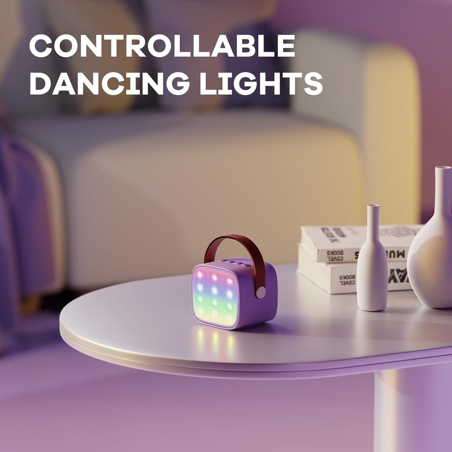 Avelena | Tragbare Mini Karaoke Maschine mit Bluetooth Lautsprecher & 2 Wireless Mikros – Veylo