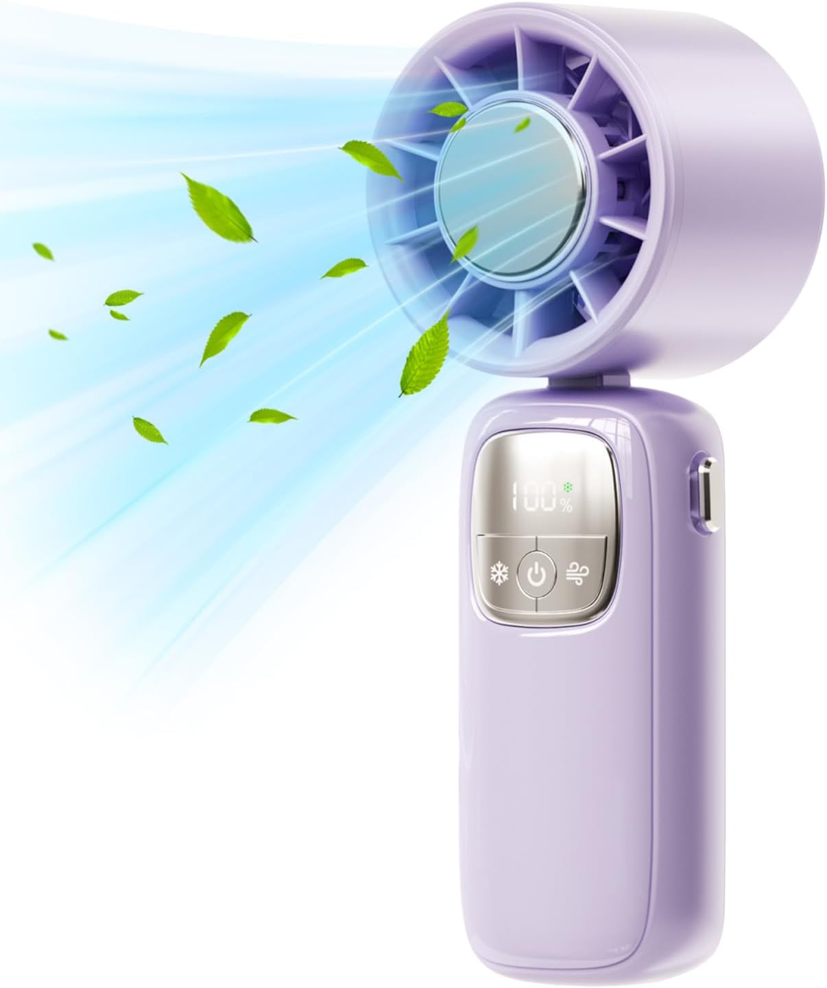 Avelena | Tragbarer faltbarer Handventilator mit LED-Anzeige 100 Geschwindigkeiten