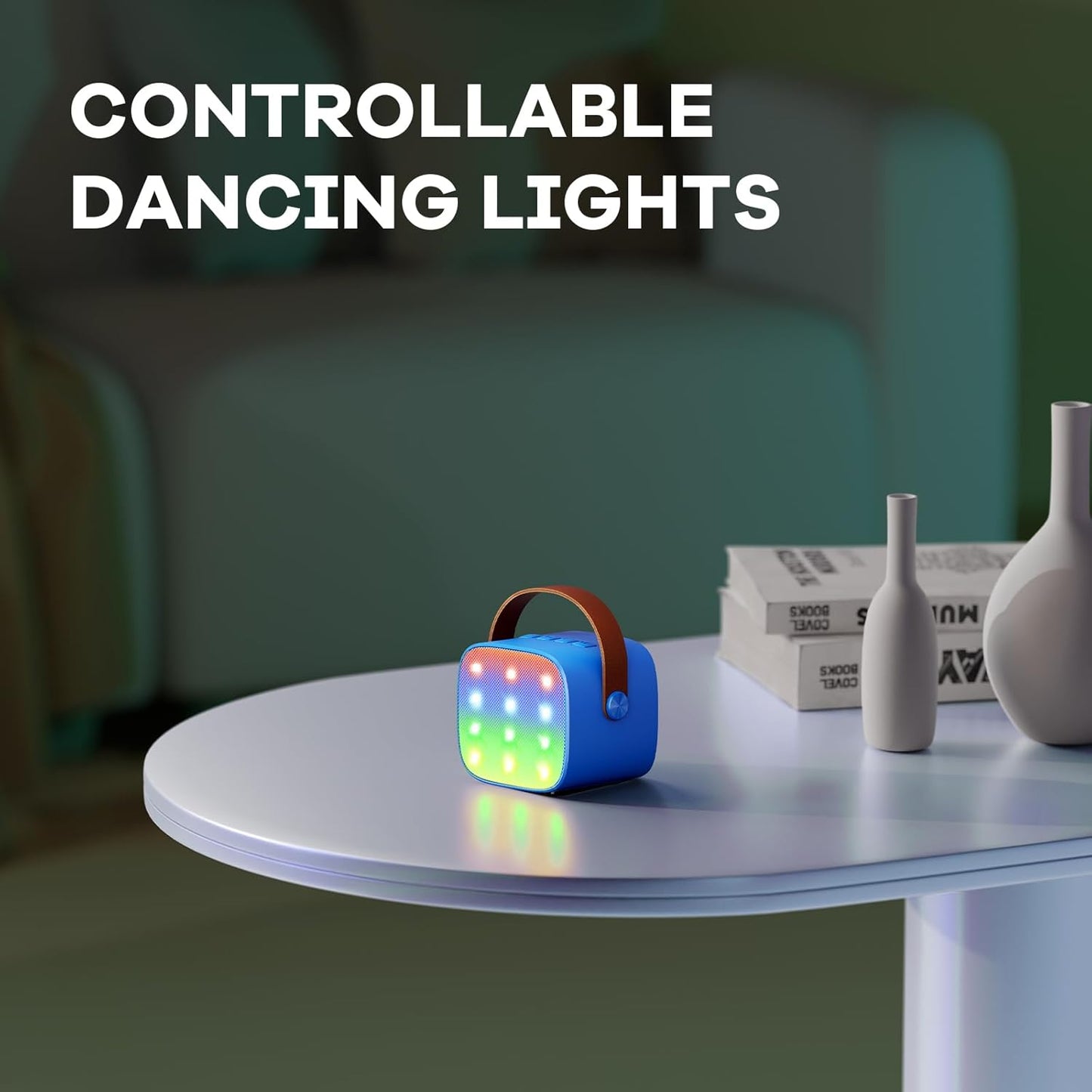 Avelena | Tragbare Mini Karaoke Maschine mit Bluetooth Lautsprecher & 2 Wireless Mikros – Veylo