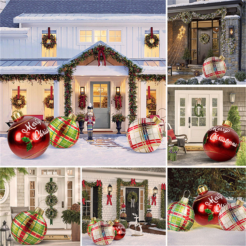 Avelena | Aufblasbare Weihnachtskugel Außendekoration 60cm – Wetterbeständige PVC Weihnachtsdekoration