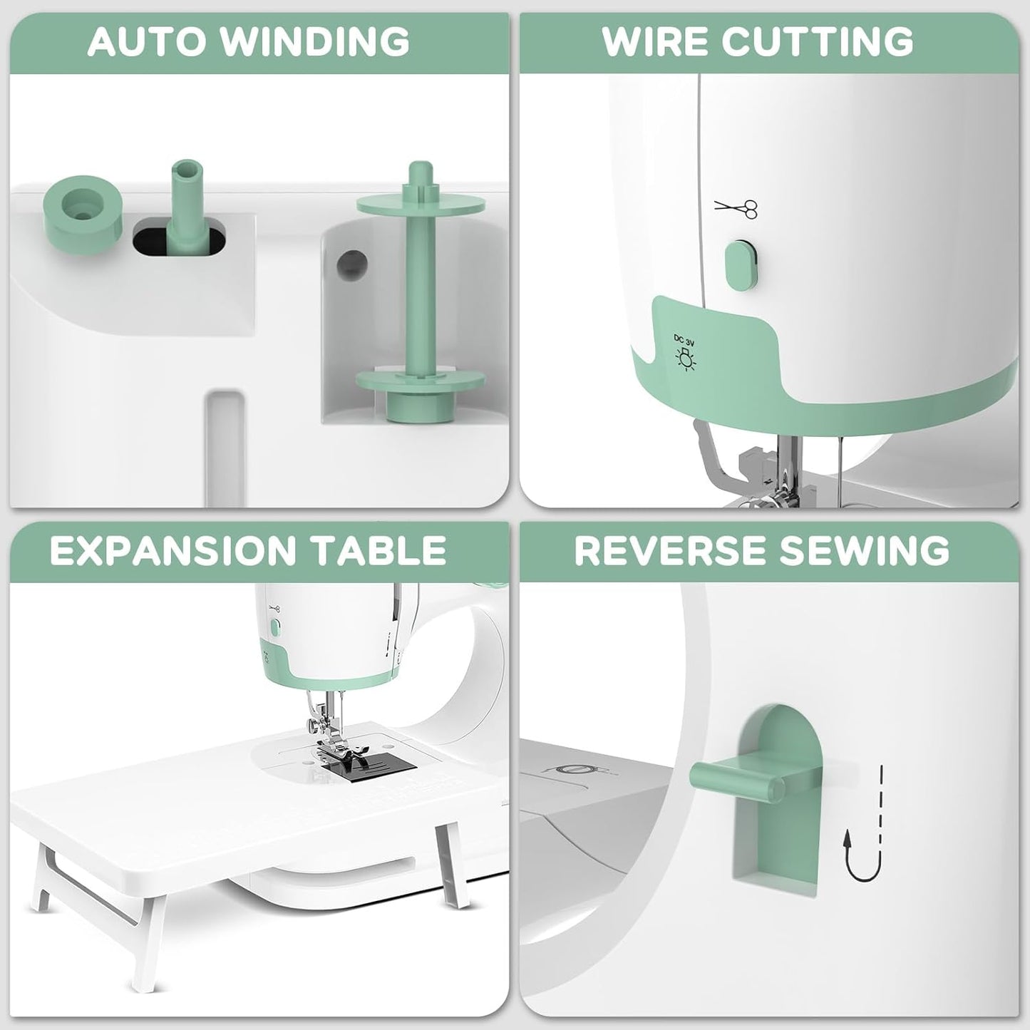 Avelena | Tragbare Nähmaschine mit 12 Stichen & Erweiterungstisch – StitchPro