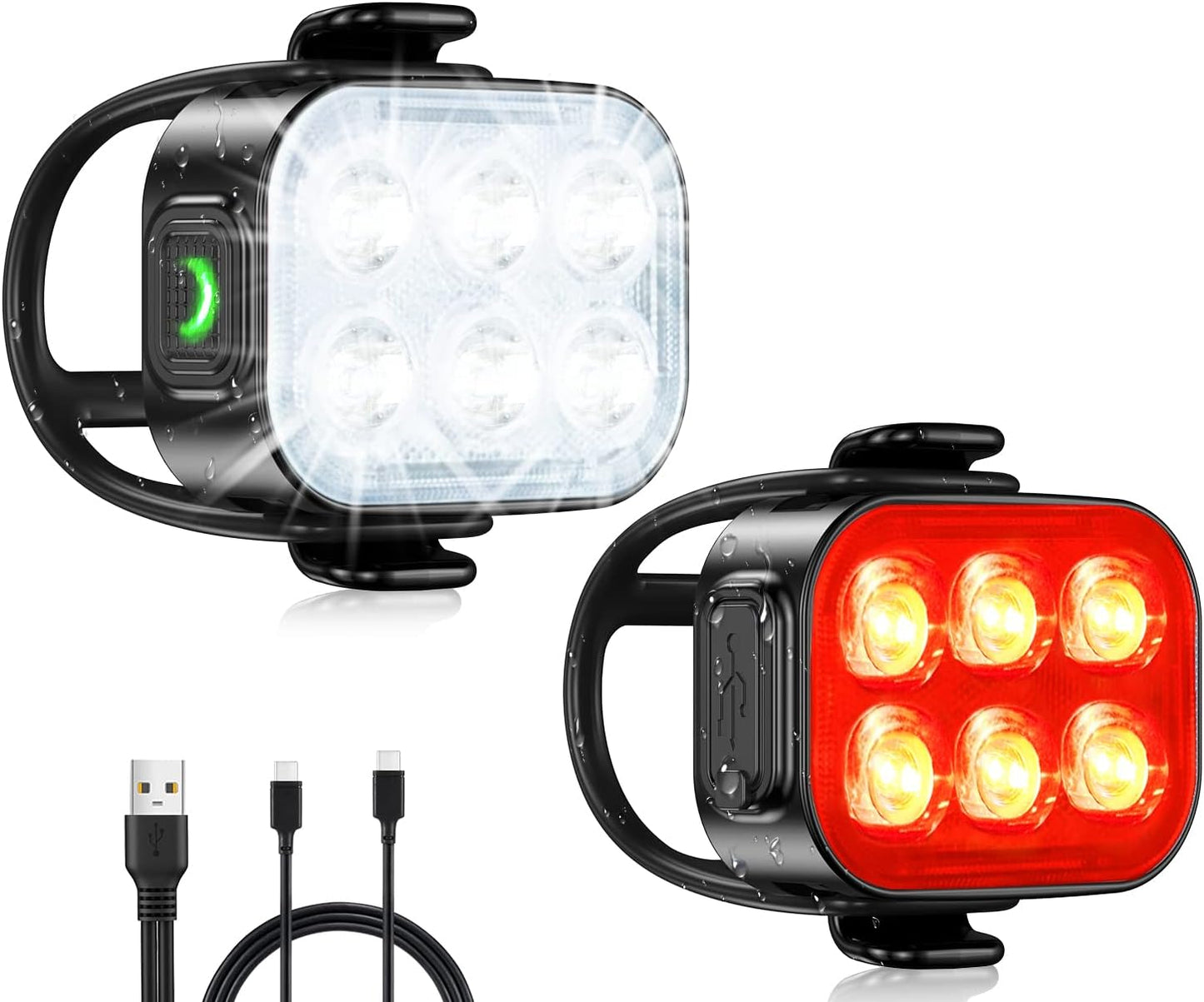 Avelena | Ultra Slim USB wiederaufladbares Fahrradlicht-Set mit 4+6 Modi – SlimBeam