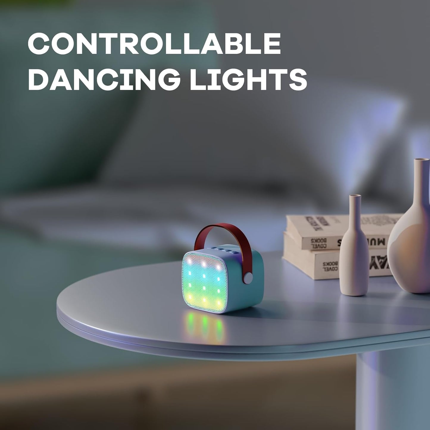 Avelena | Tragbare Mini Karaoke Maschine mit Bluetooth Lautsprecher & 2 Wireless Mikros – Veylo