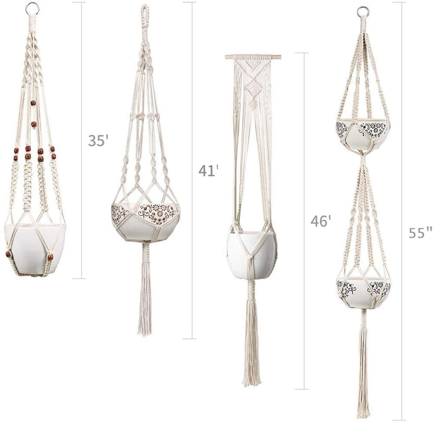 Avelena | 4-teiliges handgefertigtes Boho-Makramee-Pflanzenhänger-Set