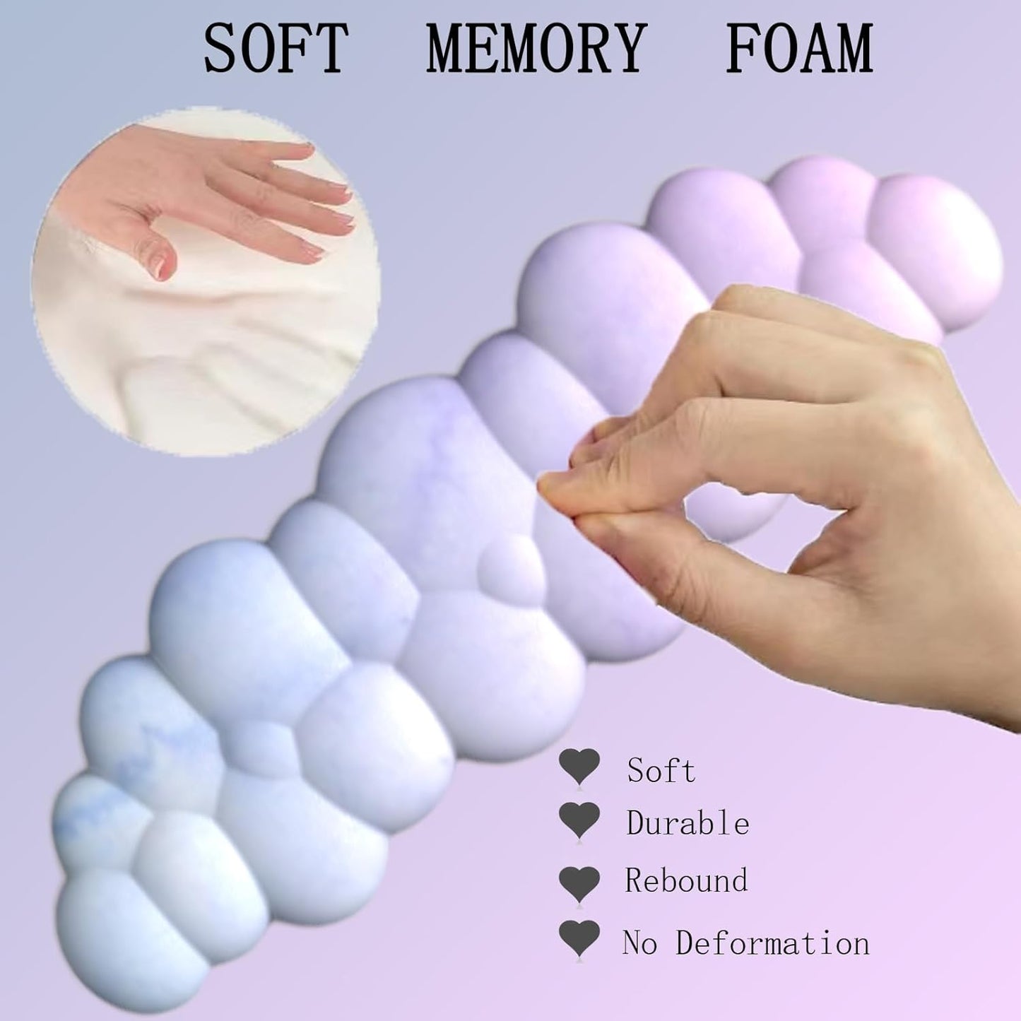 Avelena | Wolkenförmige ergonomische Handgelenkstütze Set mit Mauspad & Untersetzer – Zeyora