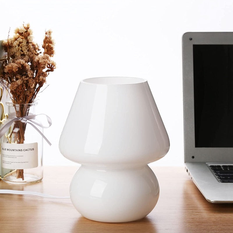 Avelena | Pilzlampe, Glas-Pilz-Nachttischlampen Translucente Murano Vintage Stil Gestreifte Kleine Nachttisch Desklampe Wirbellicht für Wohnkultur, Esszimmer, Wohnzimmer, Schlafzimmer, Geschenk