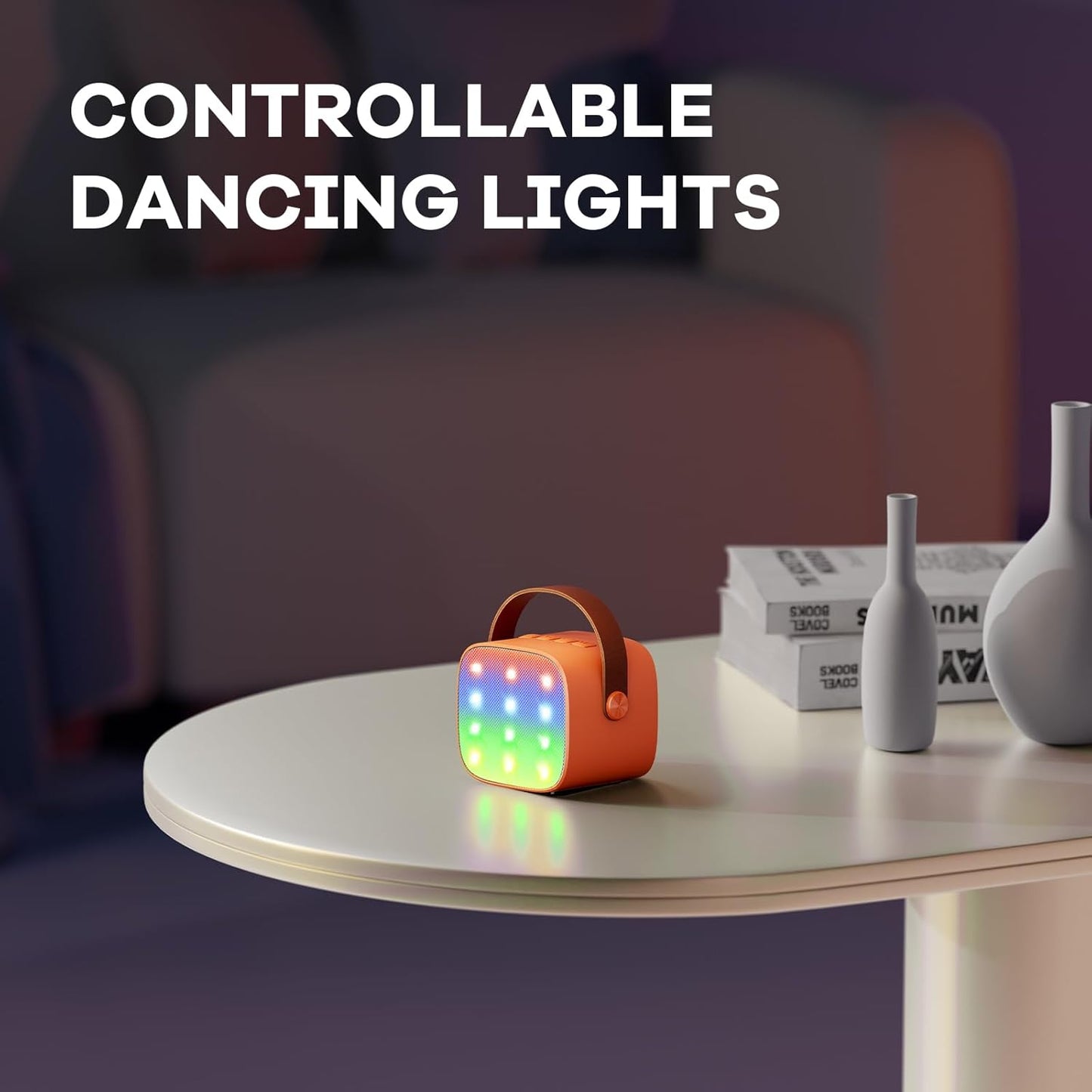Avelena | Tragbare Mini Karaoke Maschine mit Bluetooth Lautsprecher & 2 Wireless Mikros – Veylo