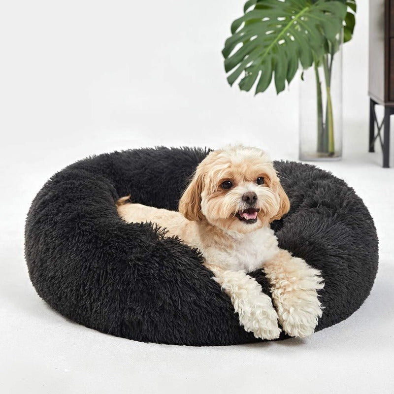 Avelena | Runder Plüsch Beruhigender Donut Hundebett für kleine bis große Hunde