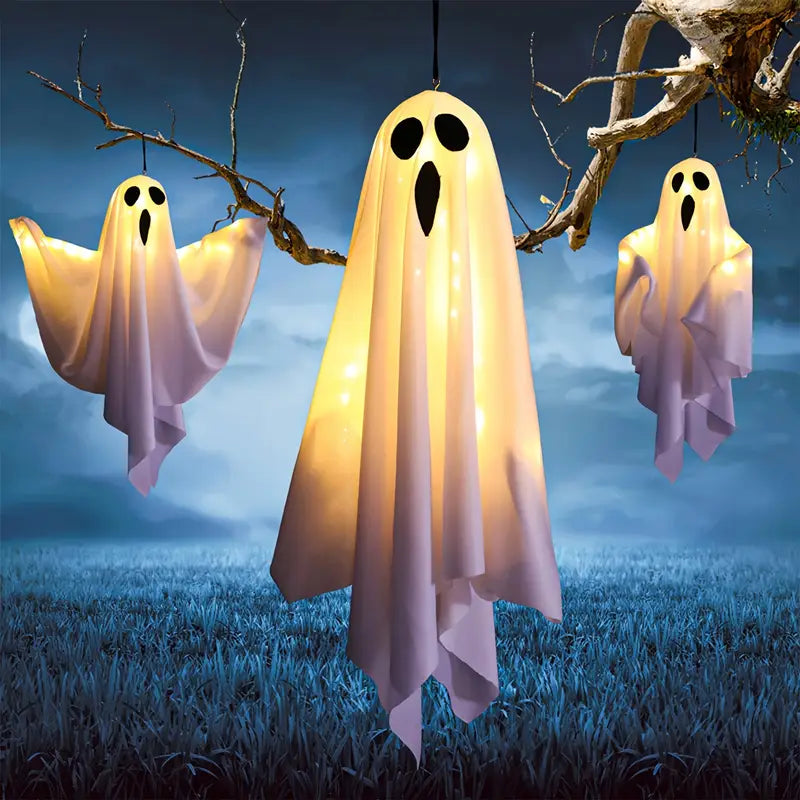 Avelena | Set von 3 LED hängenden Geisterdekorationen für Halloween