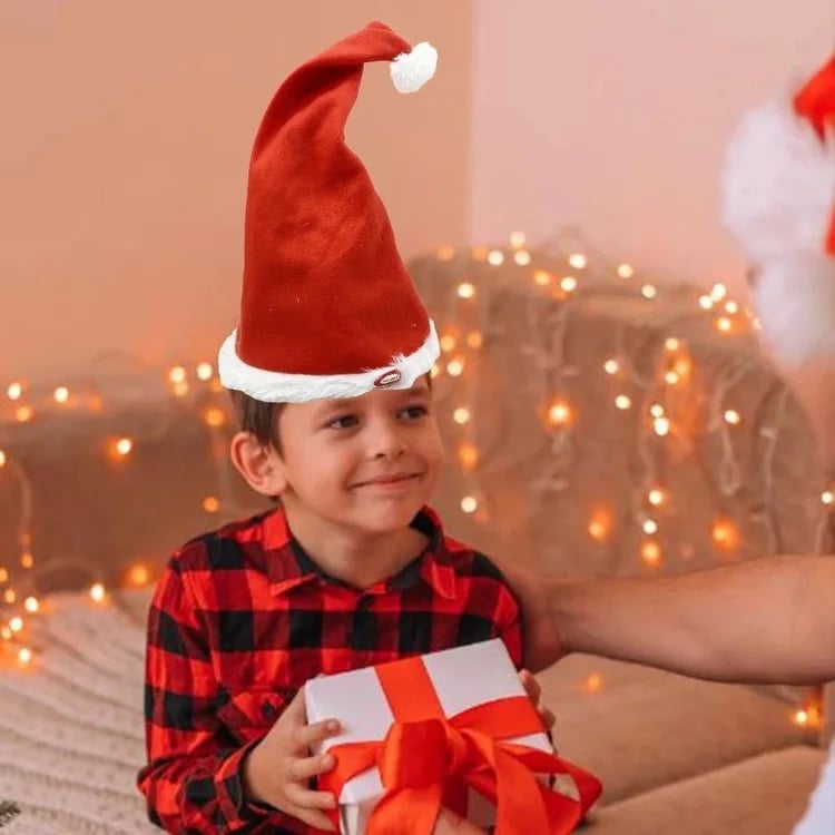 Avelena | Weihnachten Santa Hut | Singend & Tanzend | Elektrisch | Plüsch Rot | Lustige Geschenkidee & Party-Accessoire