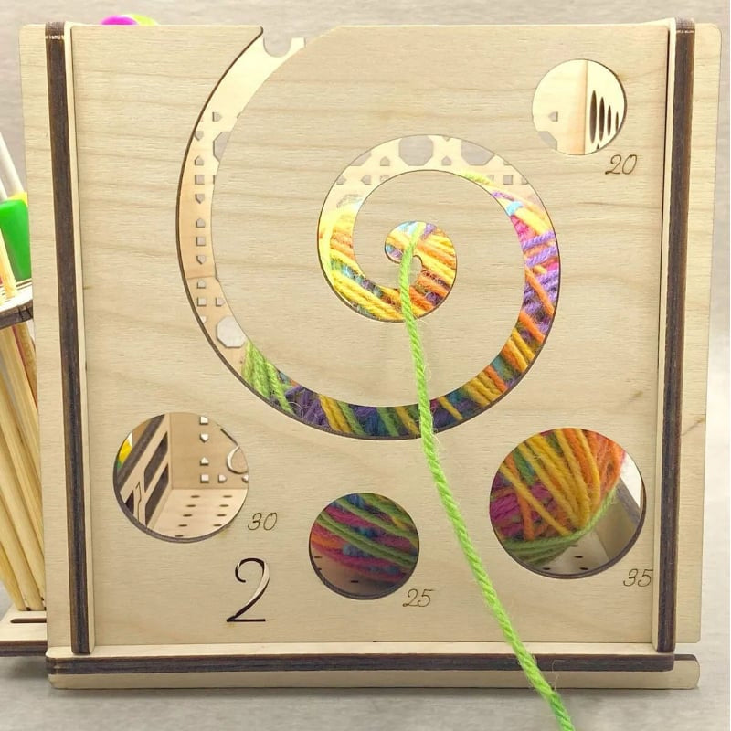 Avelena | All-in-One Holz Garnschale - Multifunktionales Strickwerkzeug