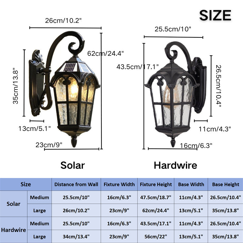 Avelena | Solar Waterproof Outdoor Wall Light | Vintage Design mit Fernbedienung für Veranda, Terrasse & Garten Verwendung