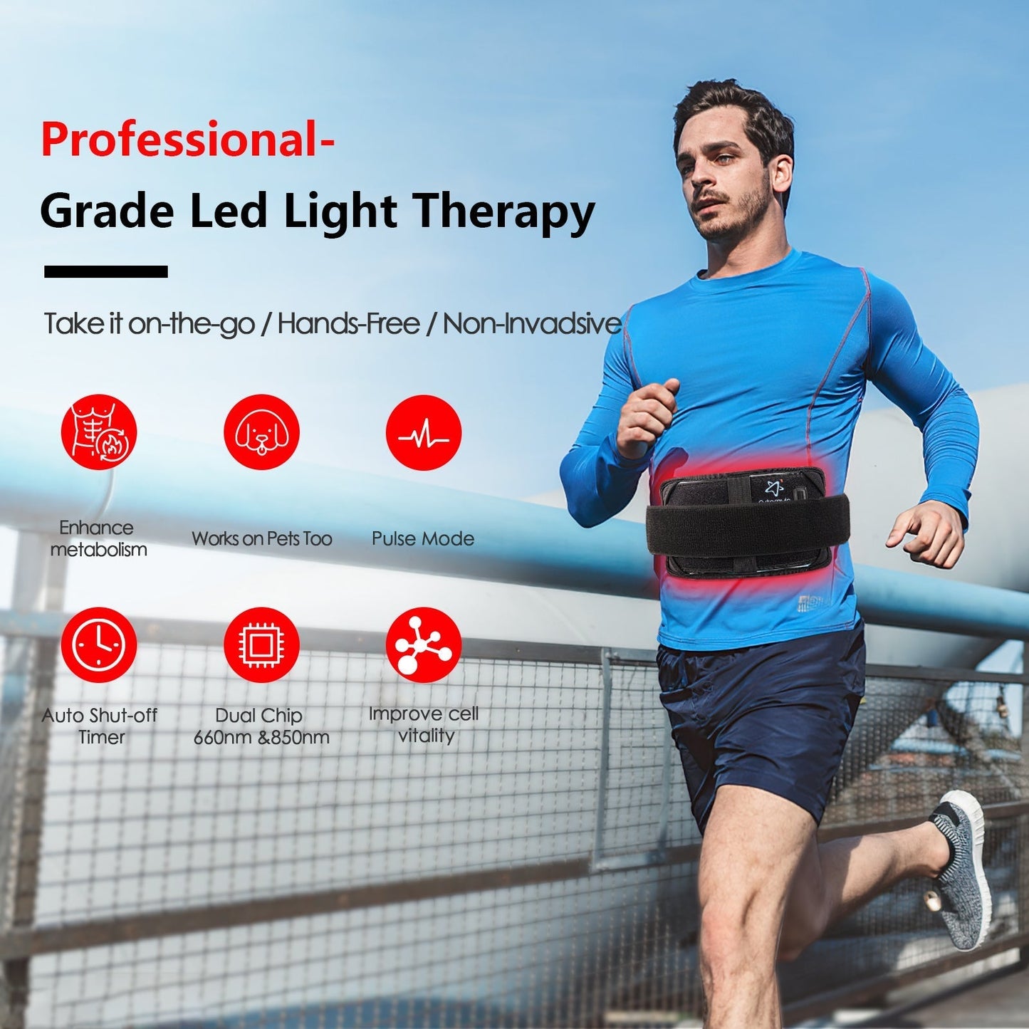 Avelena | Zu Hause Infrarot-Rotlichttherapie-Gürtel-Pad zur Schmerzlinderung mit 60 LED