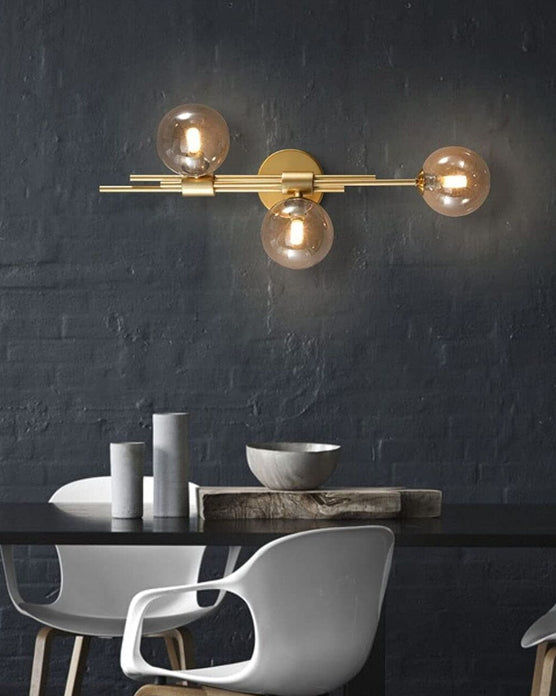 Avelena | 3 Kopf Glas Ball Wandlampe - Bernstein