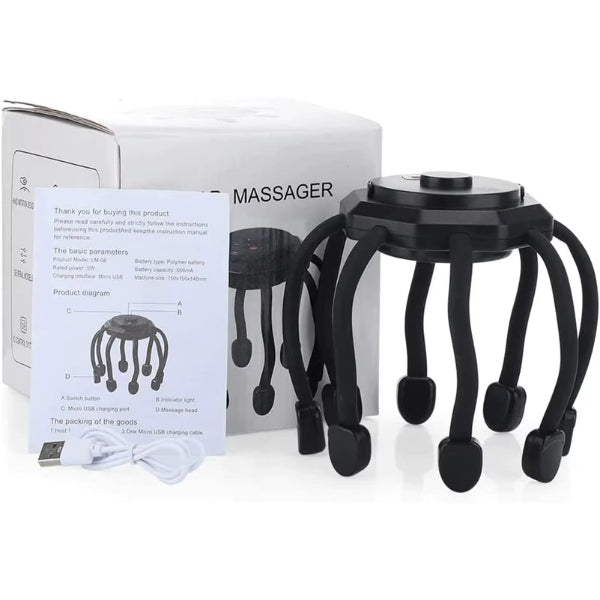 Avelena | Elektrischer Oktopus Kopf-Massager - Beste Kopf-Massagemaschine mit Vibrations-Therapie