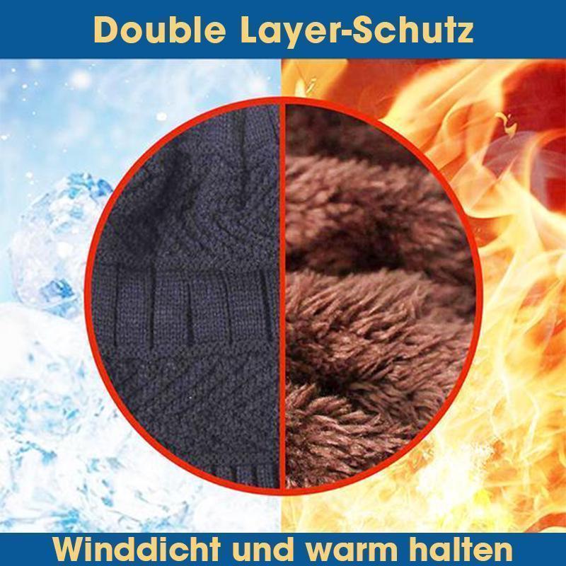 Avelena | Warme Strickmütze mit Schal ( Erwachsene und Kinder )