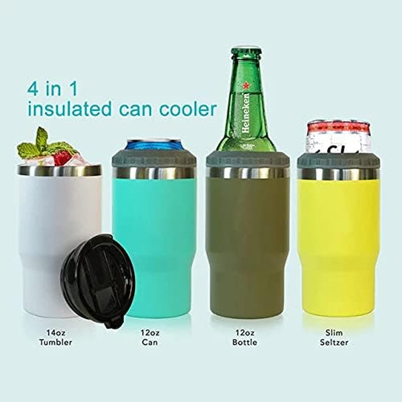 Avelena | 4 in 1 Edelstahl Dose-/Flaschenisolator, 14Oz Zwei-Wege-Deckel SUS Isolierte Dose Kühler, Bierflaschenhalter (Schwarz)