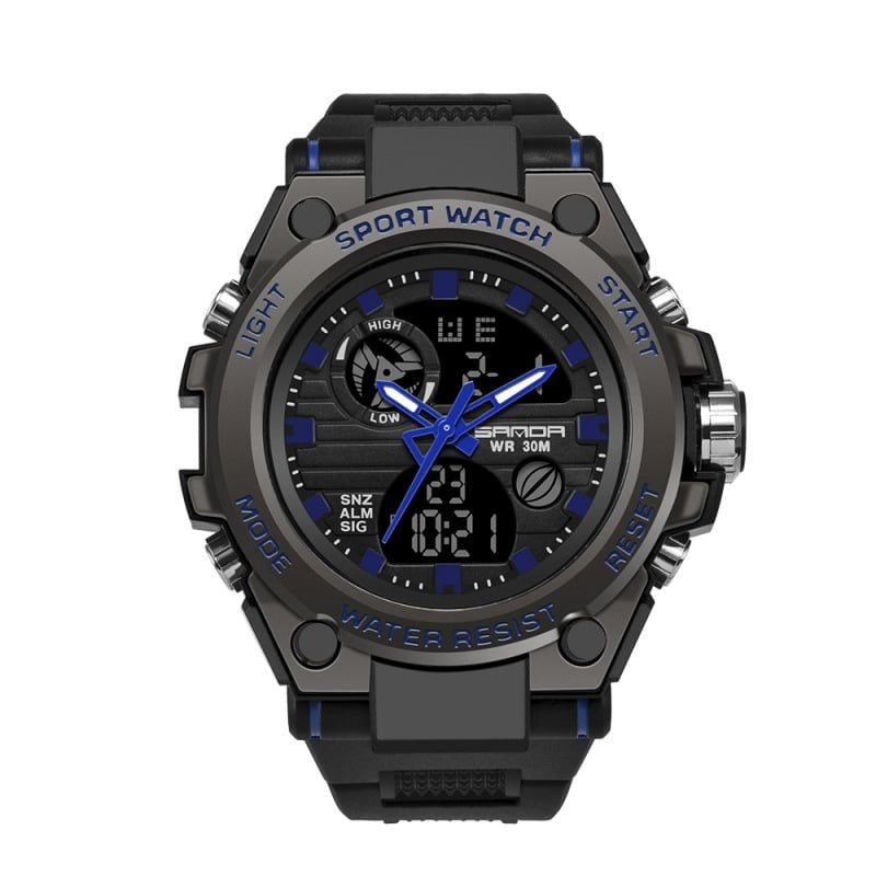Avelena | Sportliche Dual-Display Mode Multifunktionale wasserdichte leuchtende Herrenarmbanduhr