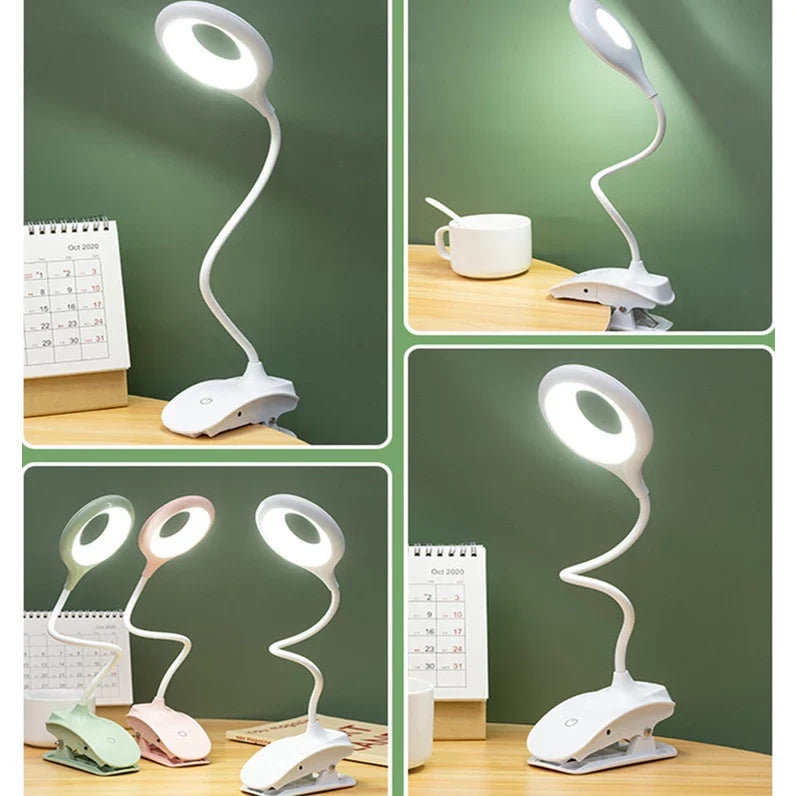 Avelena | Wiederaufladbare LED Tischlampe mit Clip – Einstellbare Schreibtischleuchte für Homeoffice und Studium