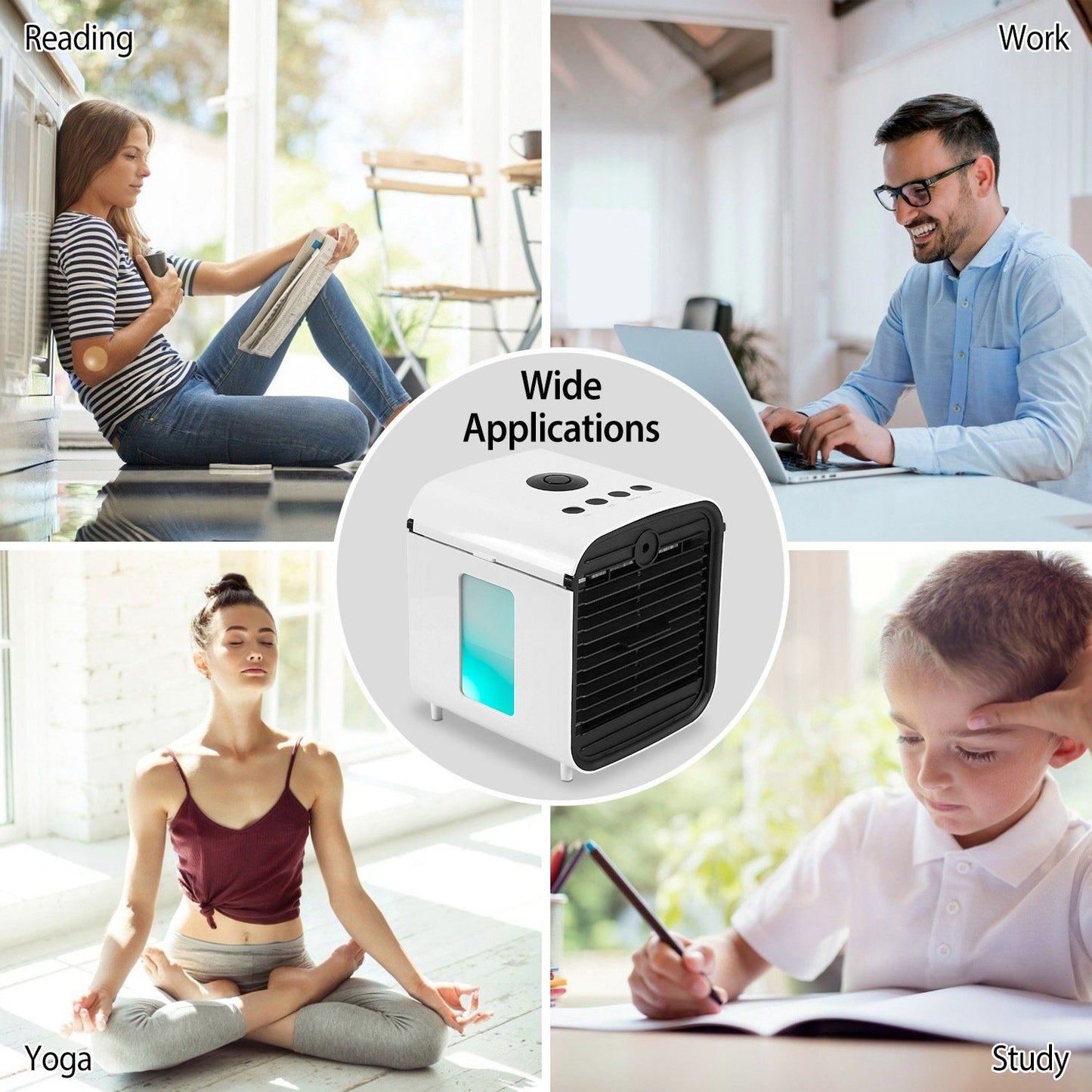 Avelena | 7-Farben Wechsel Tragbarer Mini Klimaanlagen Kühler Ventilator
