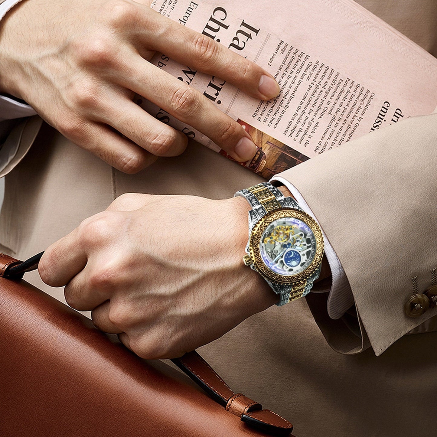 Avelena | Vintage Moon Automatikk Tourbillon Uhr