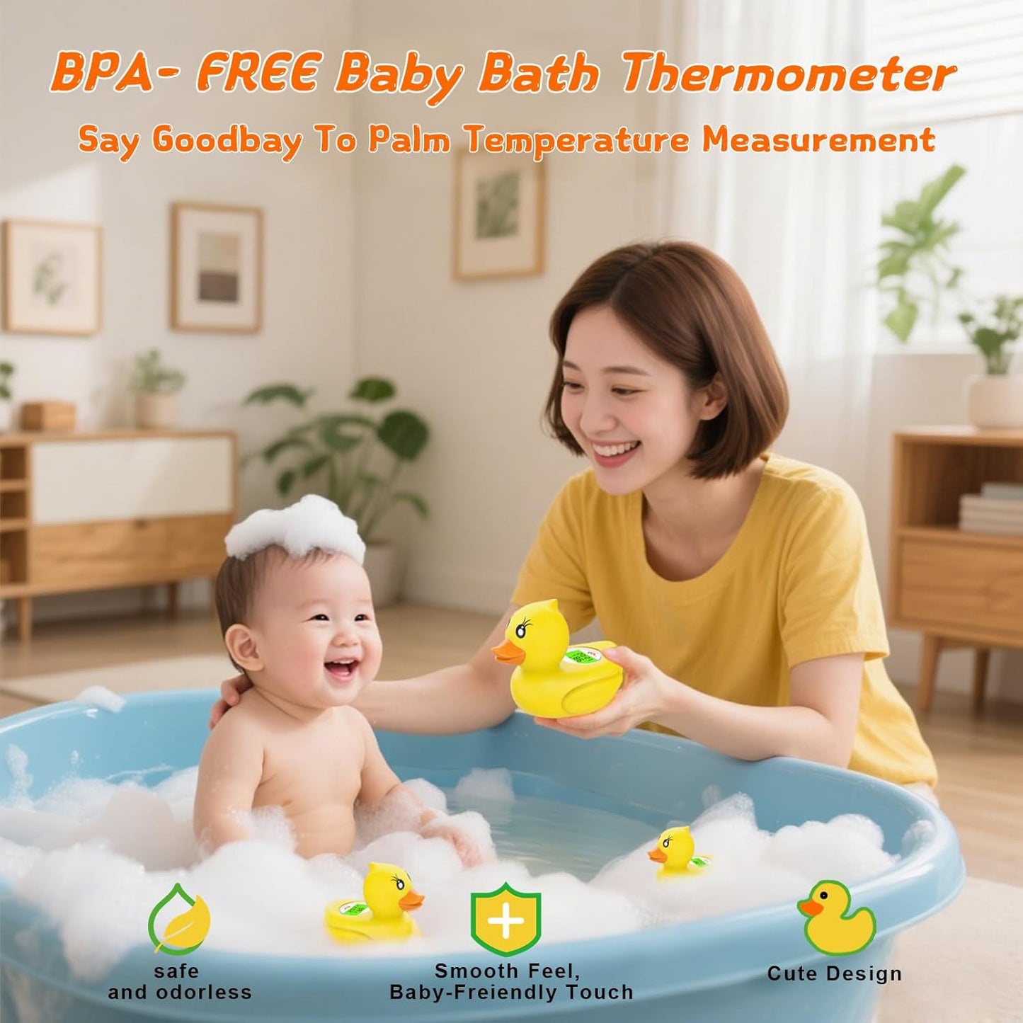 Avelena | AquaVeilig Baby Badthermometer – digitales Display mit 3 Farben und Temperaturwarnung