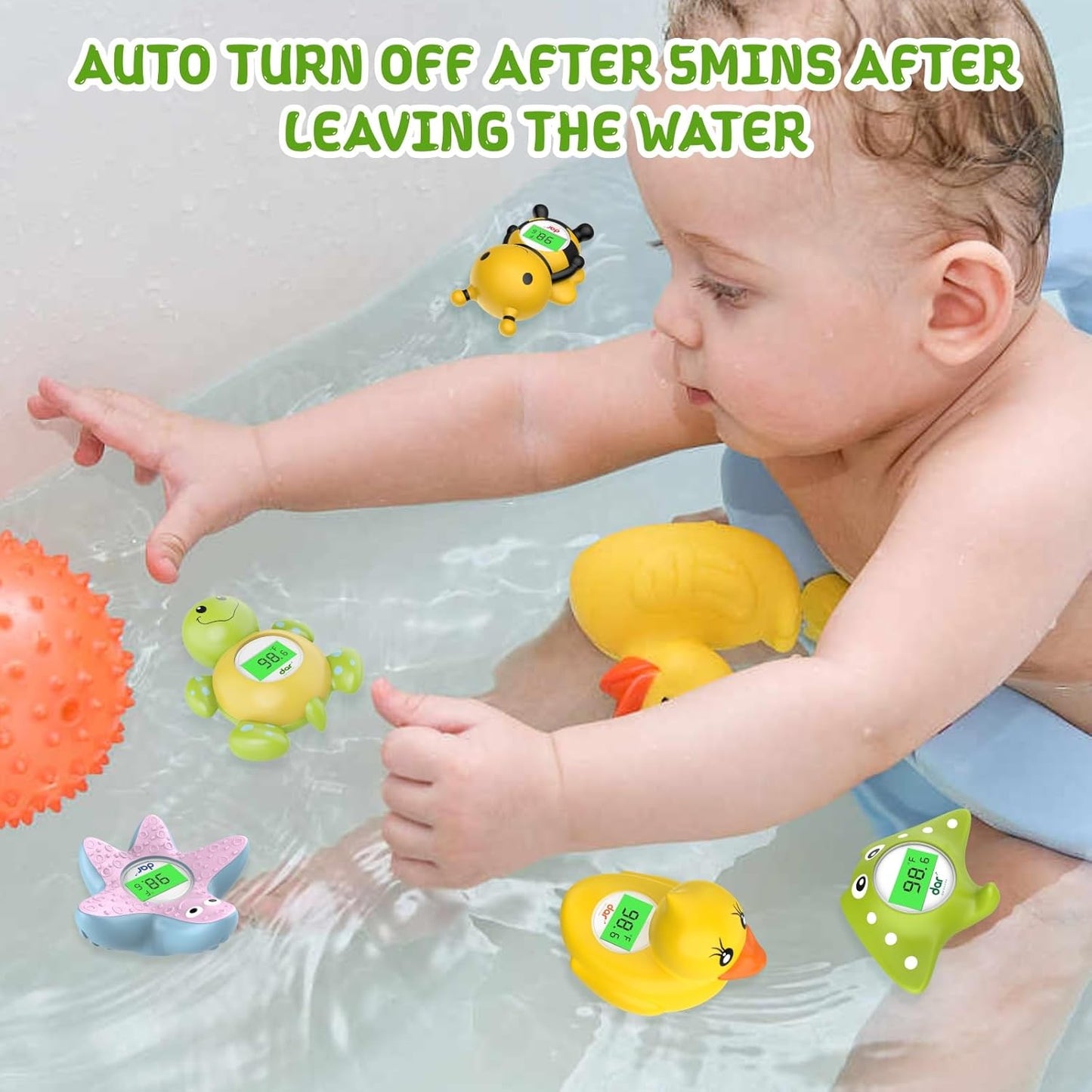 Avelena | AquaVeilig Baby Badthermometer – digitales Display mit 3 Farben und Temperaturwarnung