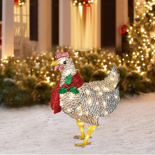 Avelena | WinterHen LED Huhn mit Schal – Leuchtende Weihnachtsdekoration für drinnen und draußen