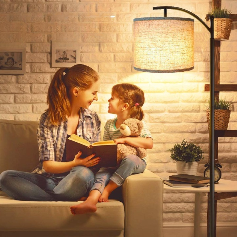 Avelena | Stehlampe mit 3 Farbtemperaturen LED-Glühbirne, Stehlampe hohe industrielle Stehlampe Lesen für Schlafzimmer, Büro, weiße Lampenschirm enthalten