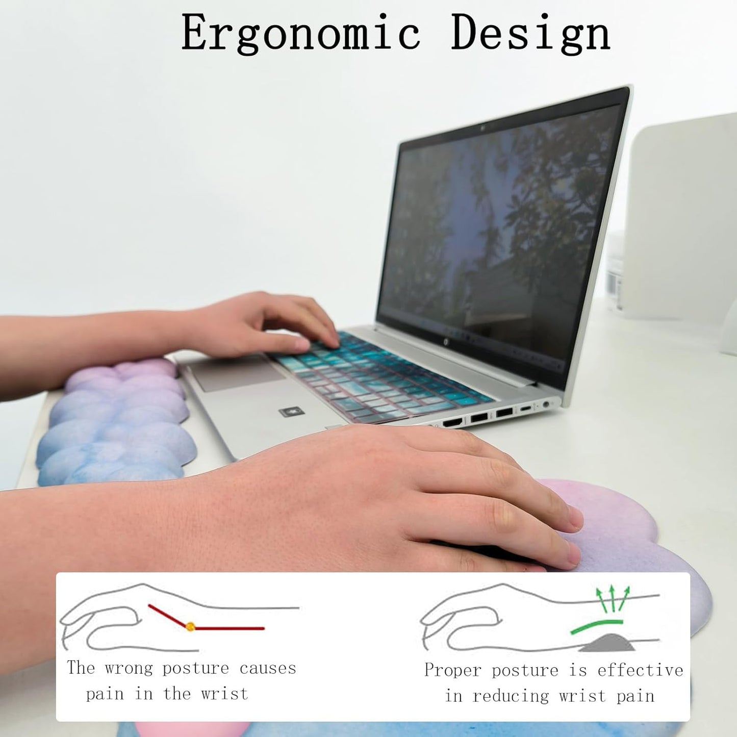 Avelena | Wolkenförmige ergonomische Handgelenkstütze Set mit Mauspad & Untersetzer – Zeyora