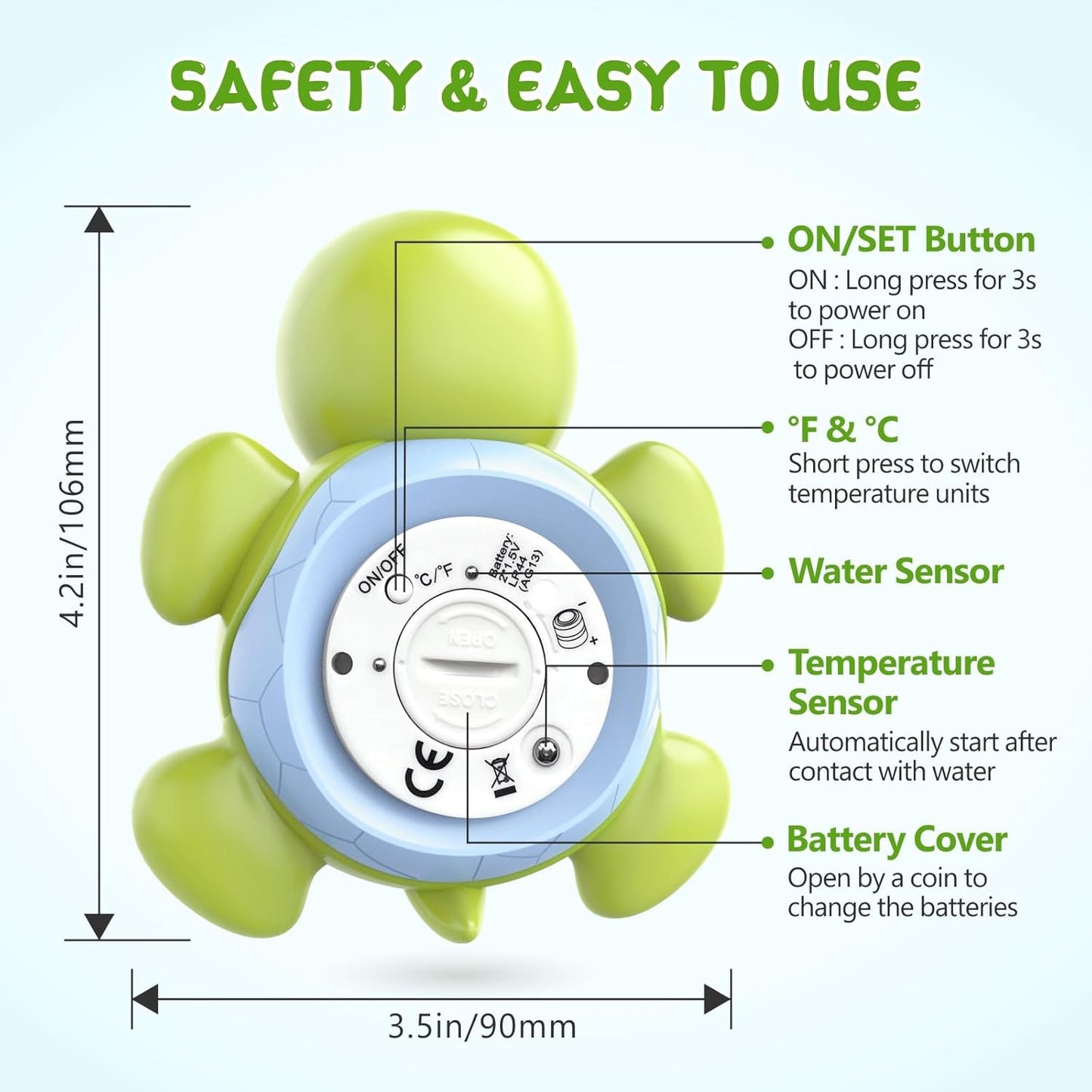 Avelena | AquaVeilig Baby Badthermometer – digitales Display mit 3 Farben und Temperaturwarnung
