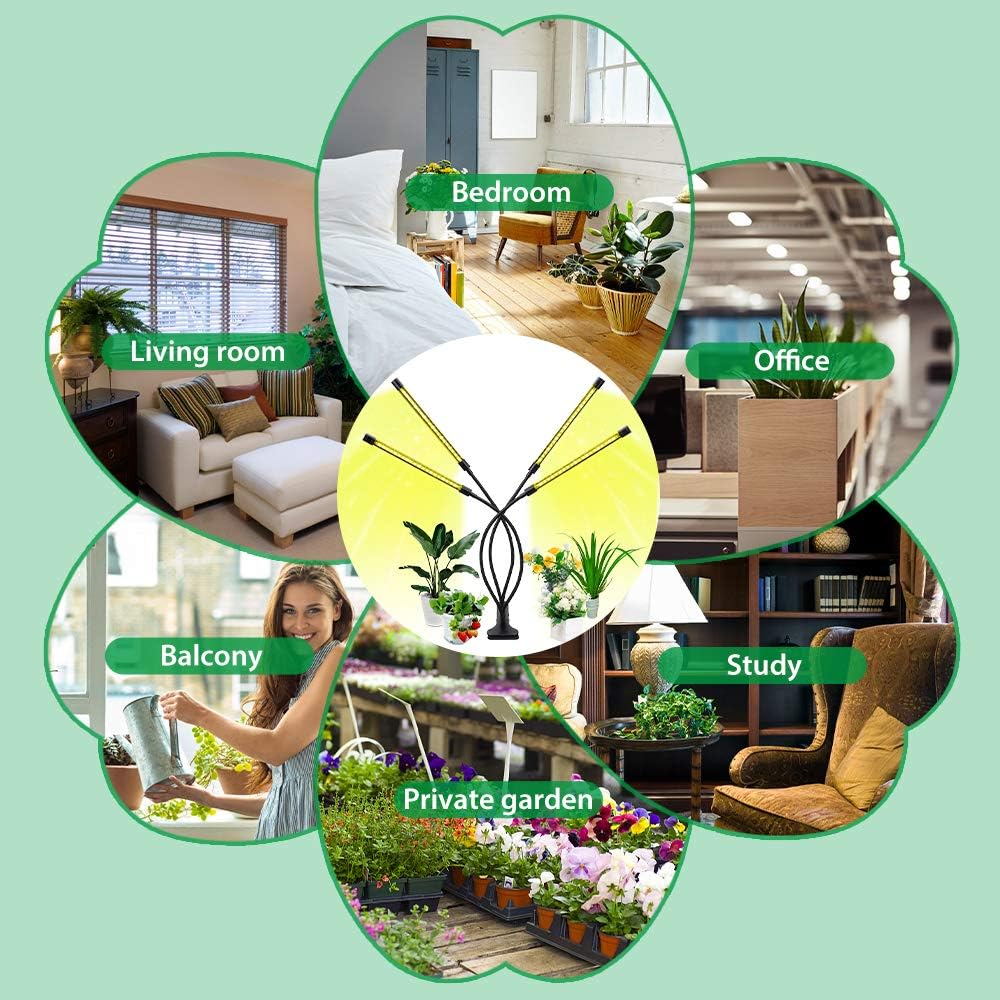 Avelena | Pflanzenwachstumslicht mit 4 Flexiblen Armen und Dimmfunktion für Indoor-Gärten