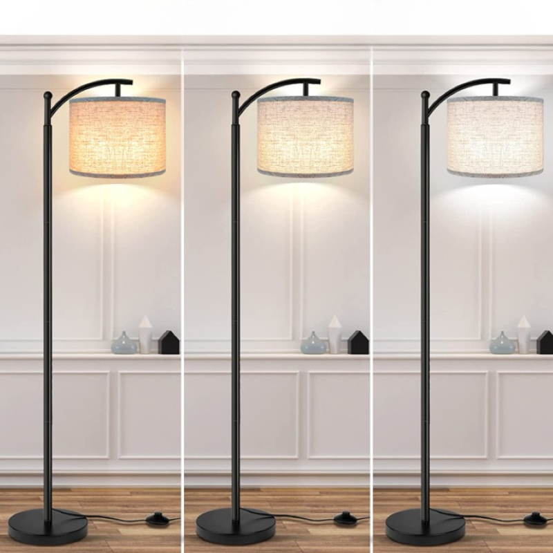 Avelena | Stehlampe mit 3 Farbtemperaturen LED-Glühbirne, Stehlampe hohe industrielle Stehlampe Lesen für Schlafzimmer, Büro, weiße Lampenschirm enthalten