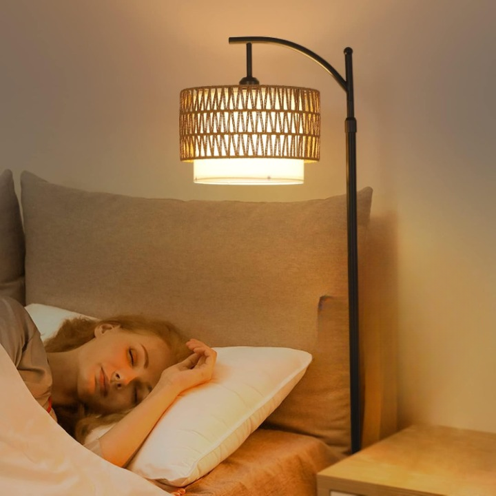 Avelena | Bogen Stehlampe mit Fernbedienung & Doppelschirmen – Norvella